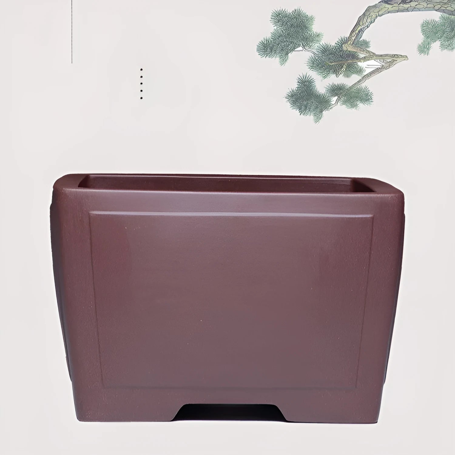 Square purple clay bonsai pot in classical style for succulent plants