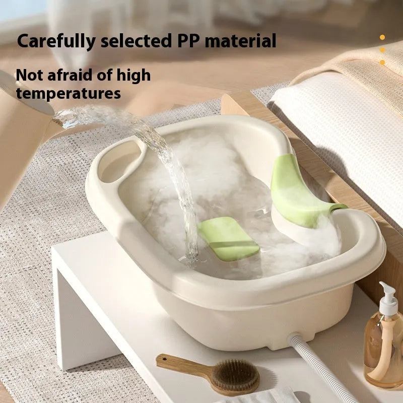 Portable shampoo basin with circulating pump and adjustable headrest in light pink or beige