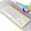 Mechanical keyboard with ABS casing in black, white, pink or blue colour options for notebook computers