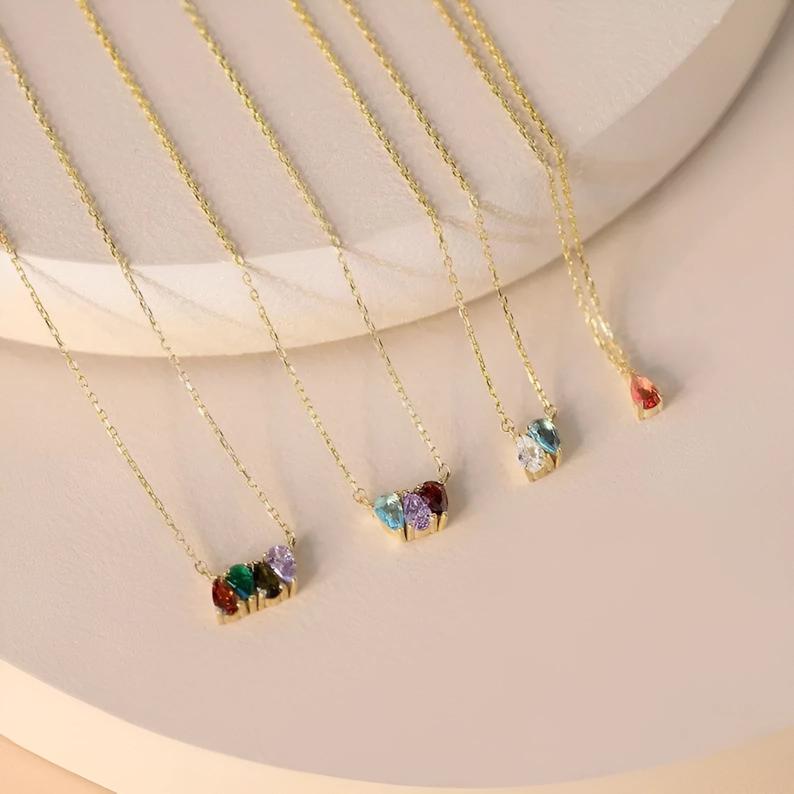 Zircon birthstone pendant necklace on a titanium steel chain in gold finish