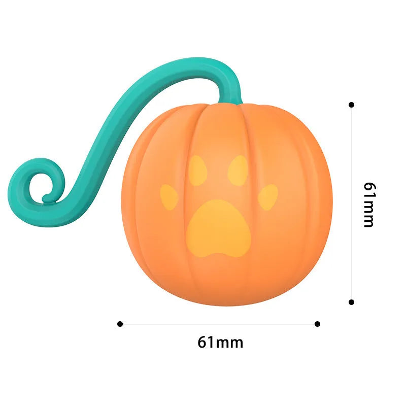 Electric cat toy ball with LED lights showing watermelon cat design and automatic bouncing movement