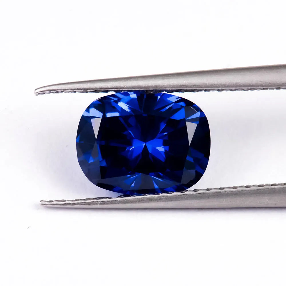 Royal blue heart-shaped tiara design cultivated gemstone on a white background