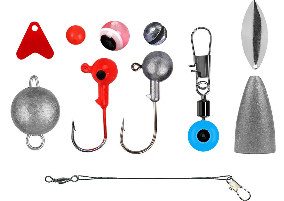 Weihe 257-piece fishing lure accessories set in an orange or black ABS plastic tackle box.