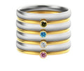 December colour birthstone engraved titanium steel ring in geometric shape