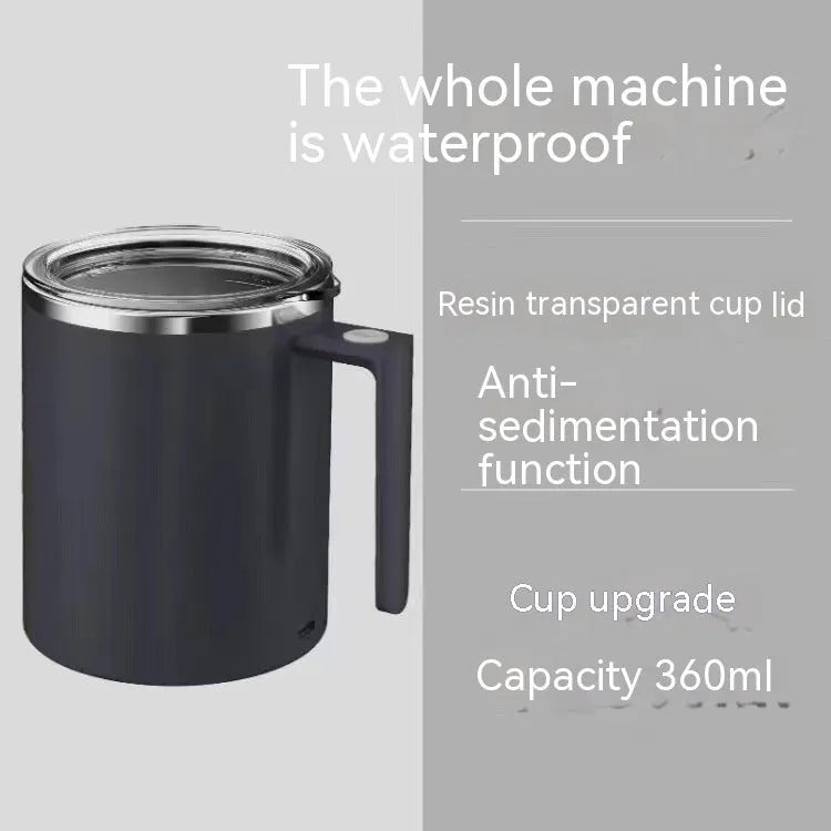 Rechargeable 360ml smart magnetic automatic stirring coffee cup in white with stainless steel interior