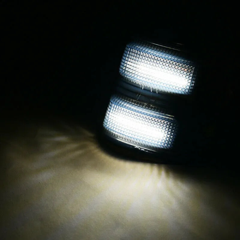 Ford F250 F350 F450 F550 3-grid LED front mirror lights with clear shell and yellow-white running water mode