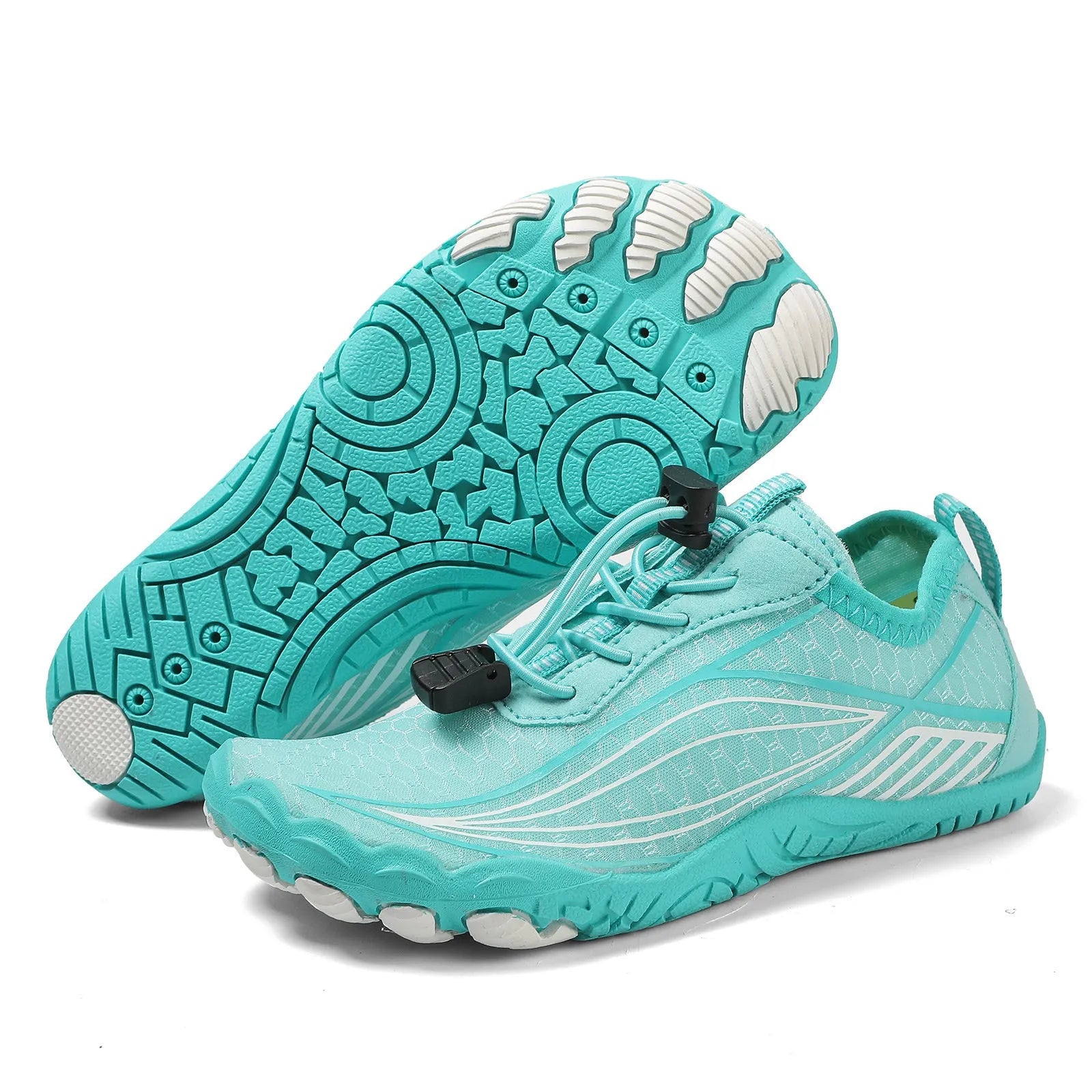Children's quick-dry wading shoes with non-slip rubber sole in black, grey, blue, and pink colours