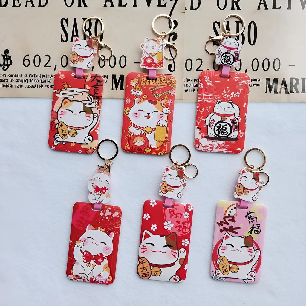 Plastic lucky cat certificate set with ferrule and decorative pendant for document organisation