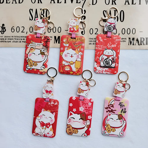 Plastic lucky cat certificate set with ferrule and decorative pendant for document organisation