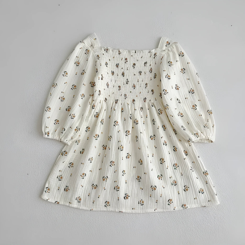 Girls cotton rose print dress A6053 in floral pattern