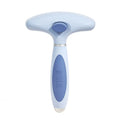 Double row stainless steel pet comb for dog grooming in azure light blue colour