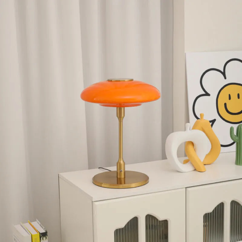 Korean vintage style bedside atmosphere lamp with metal holder in golden orange, white, pink or golden white