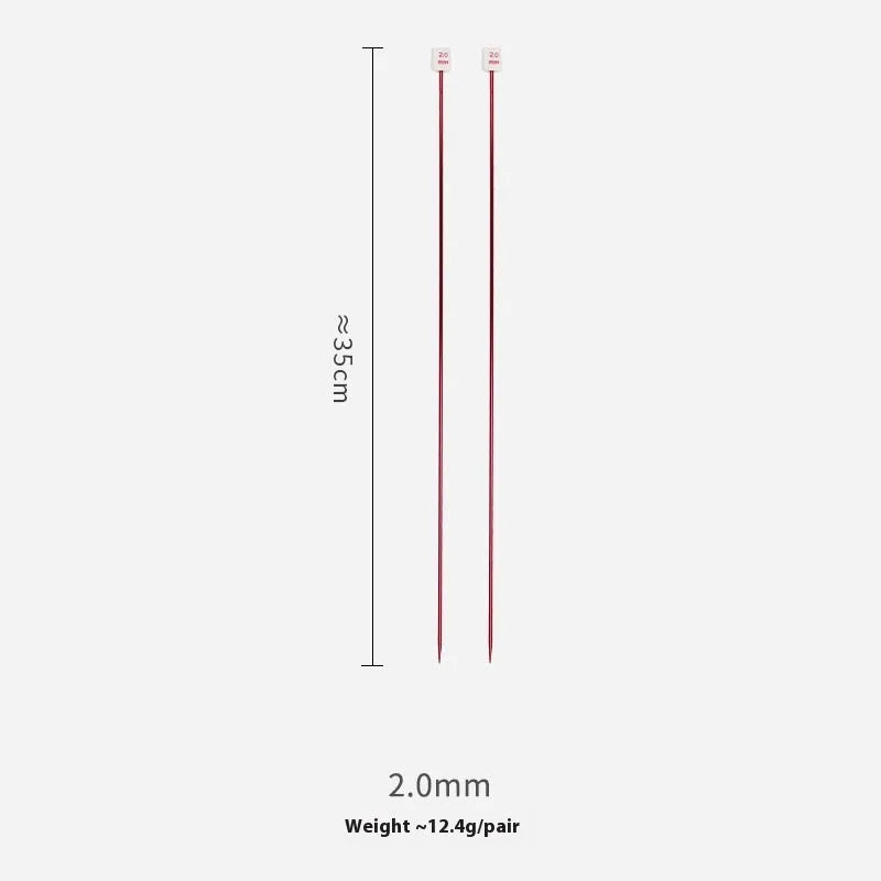 Lengthened crochet hook set with protective caps showing 14 different sizes from 2.0mm to 10.0mm