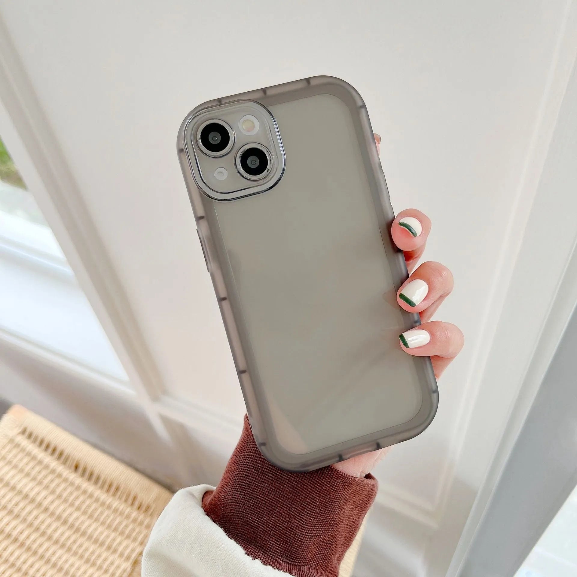 Transparent TPU candy case for iPhone 13 back cover in blue showing solid colour slim fit design