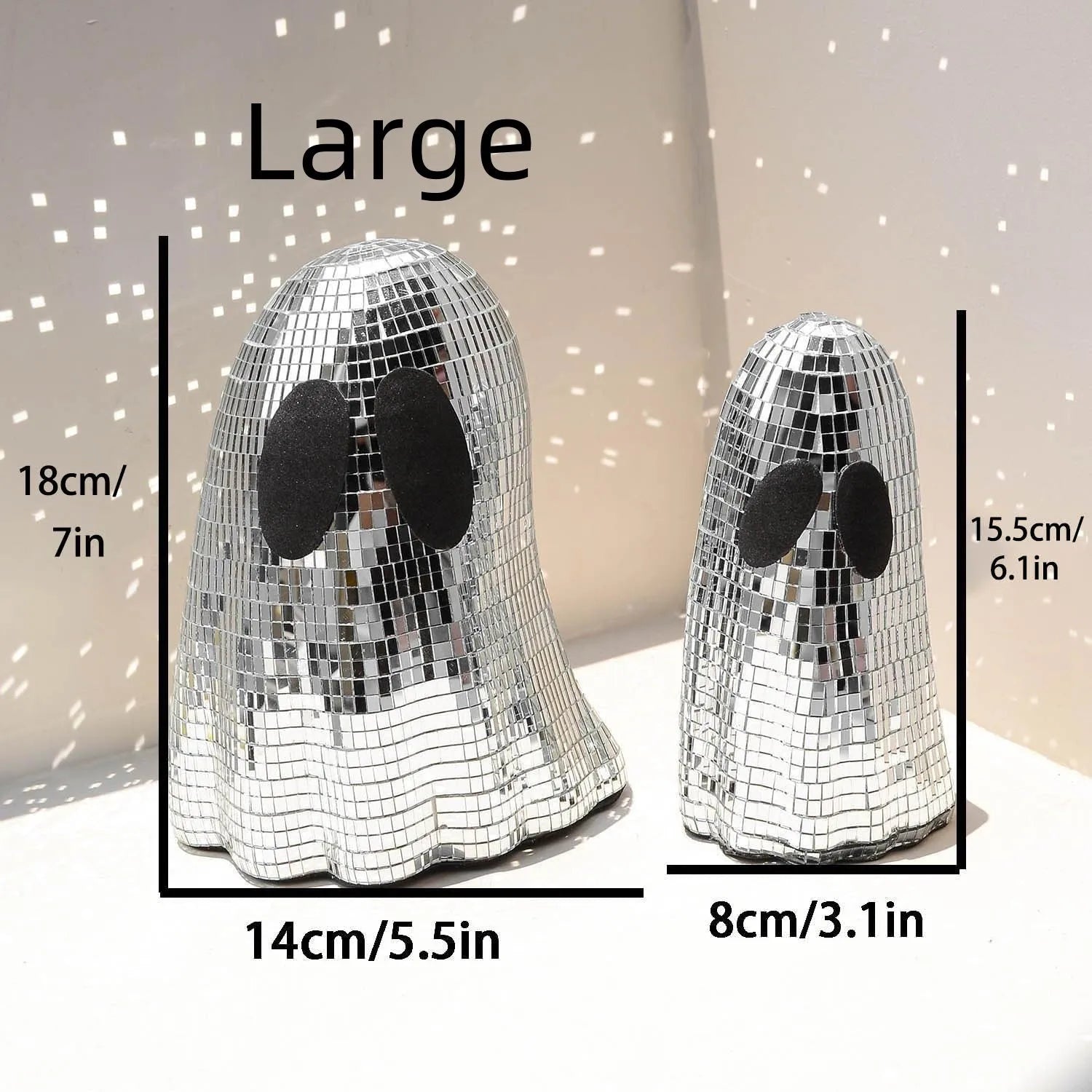 Silver Halloween ghost mosaic mirror patch decoration for desktop display