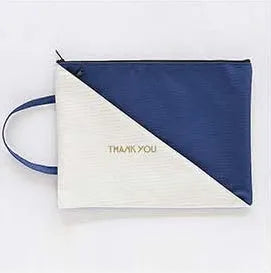 Blue Oxford cloth double-layer document storage bag with zipper closure