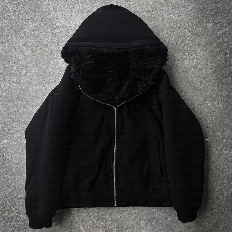 Black or white casual baggy coat with long sleeves and loose cardigan fit