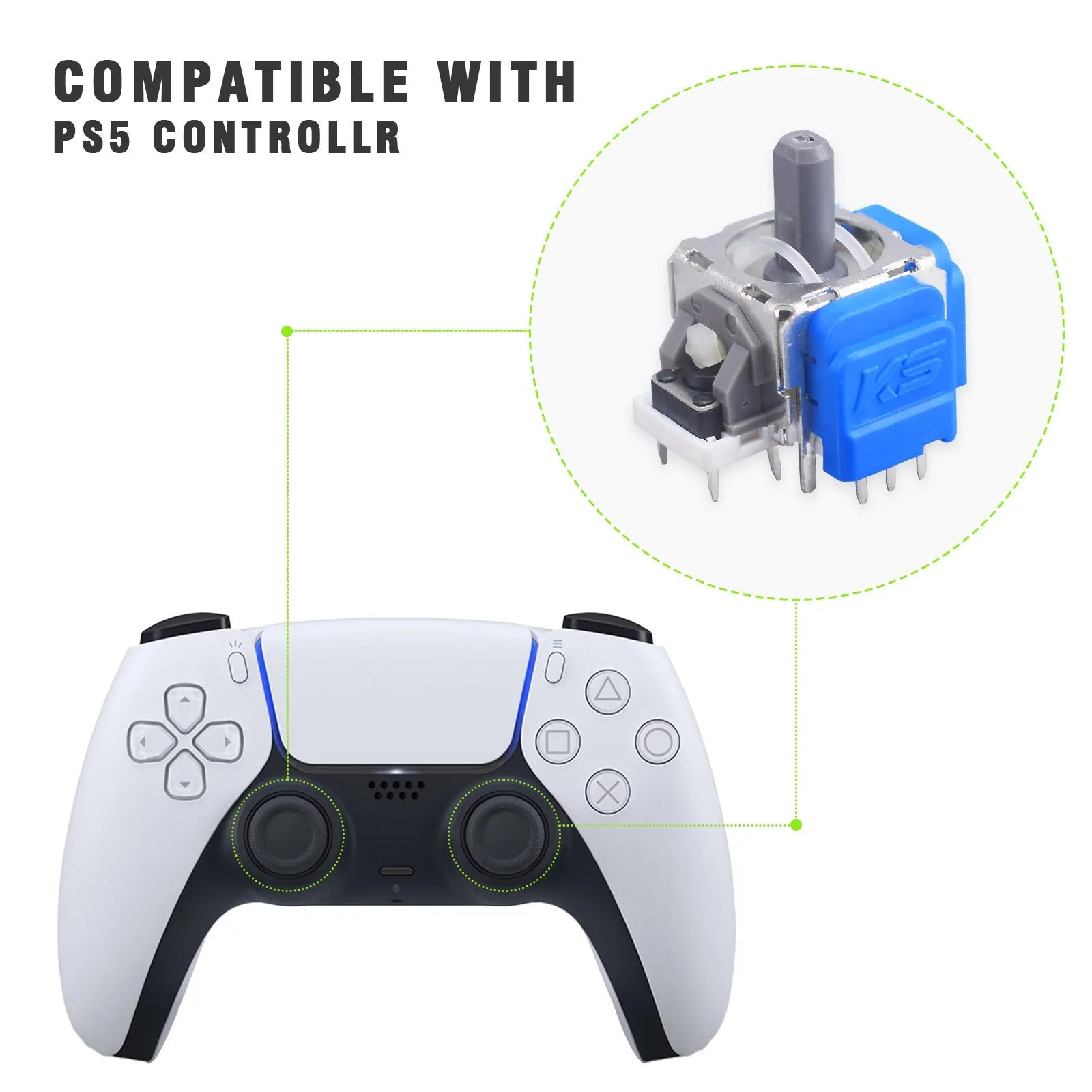 A single black hall rocker magnetic joystick component for gamepad repair.