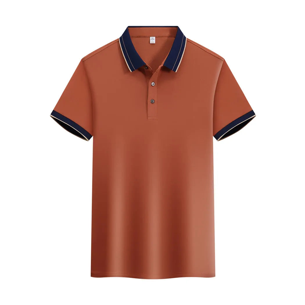 Ice Ion mercerized pearl cotton colour matching collar polo shirt in white, front view, short sleeves, regular fit
