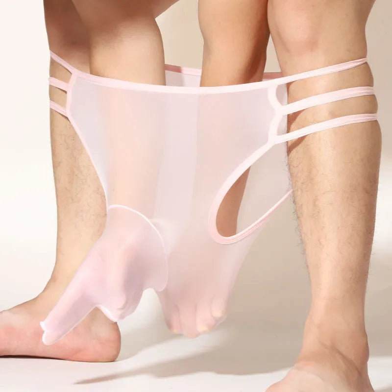 Men's transparent nylon elephant nose shorts in various colours on a mid waist, free size fit.