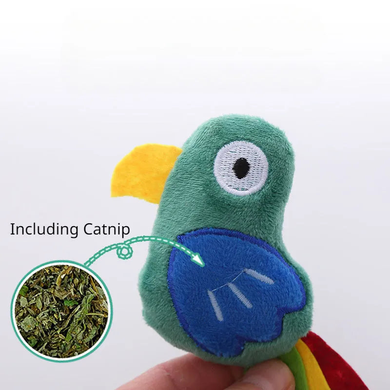 Plush cat toy in the shape of a cow, filled with catnip for interactive play with pets.