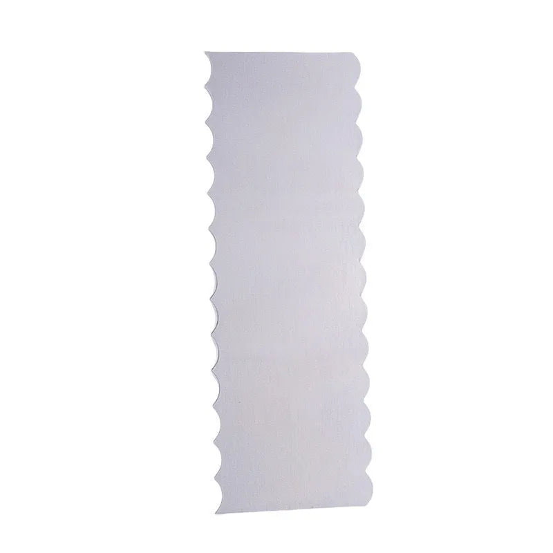 Stainless steel cake scraper with polygon pattern design for cake decorating