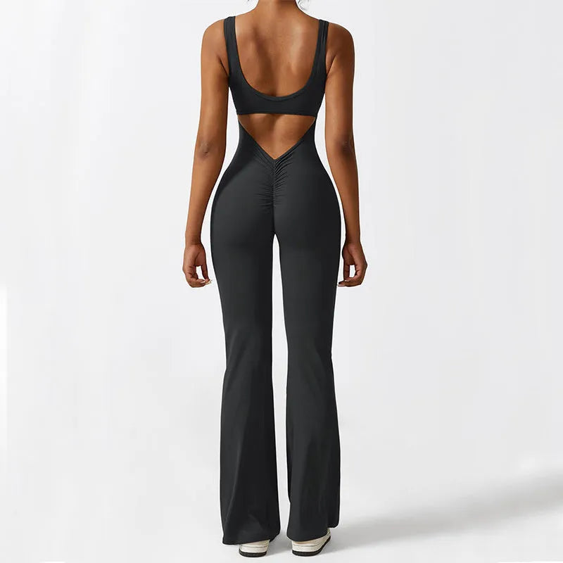 Women's sleeveless polyester yoga jumpsuit in various colours