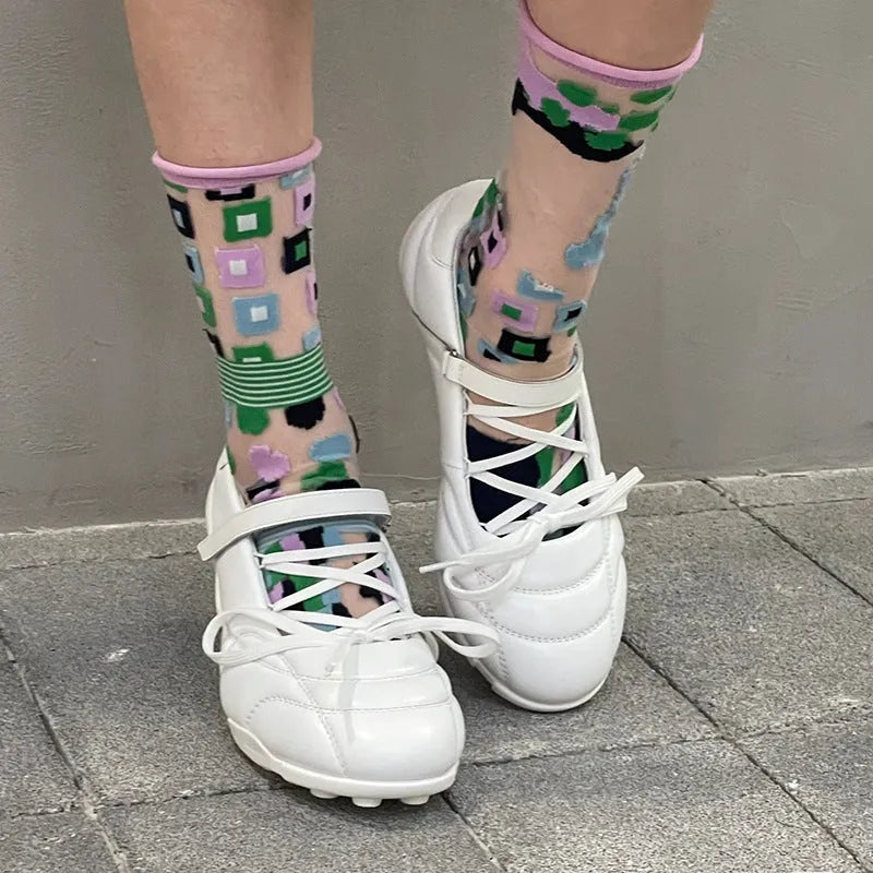 Women's creative lace-up bow sports shoes in microfiber with mid-heel and decorative stitching detail