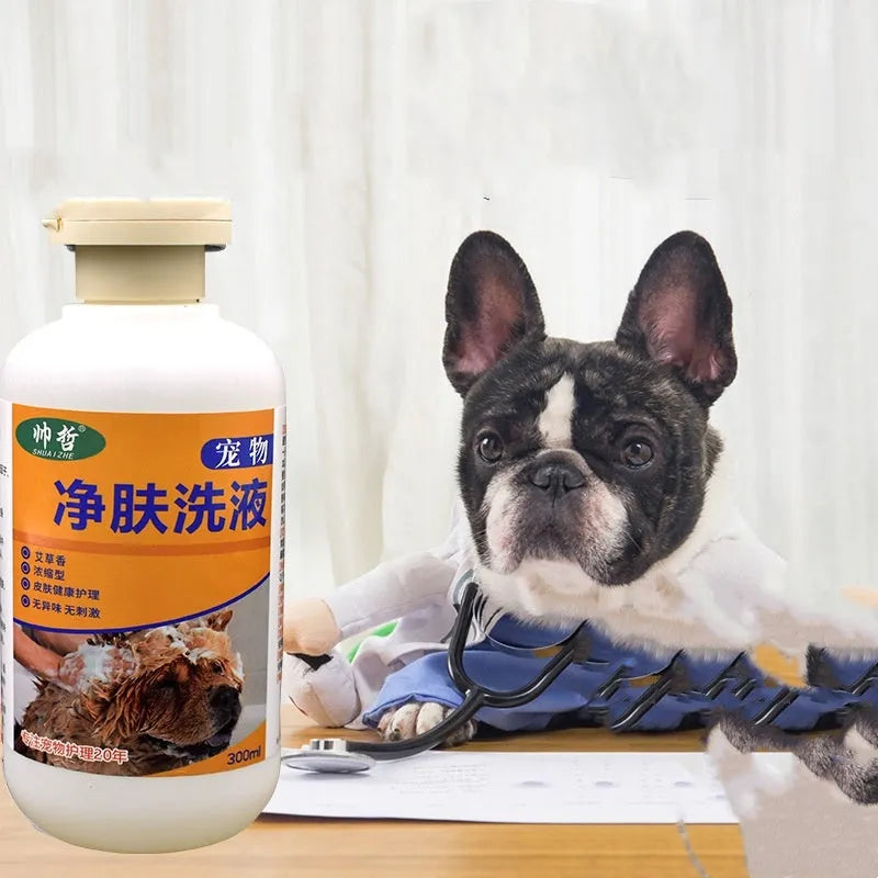 300ml bottle of pet medicated cleansing lotion for dog and cat skin care with deodorising function