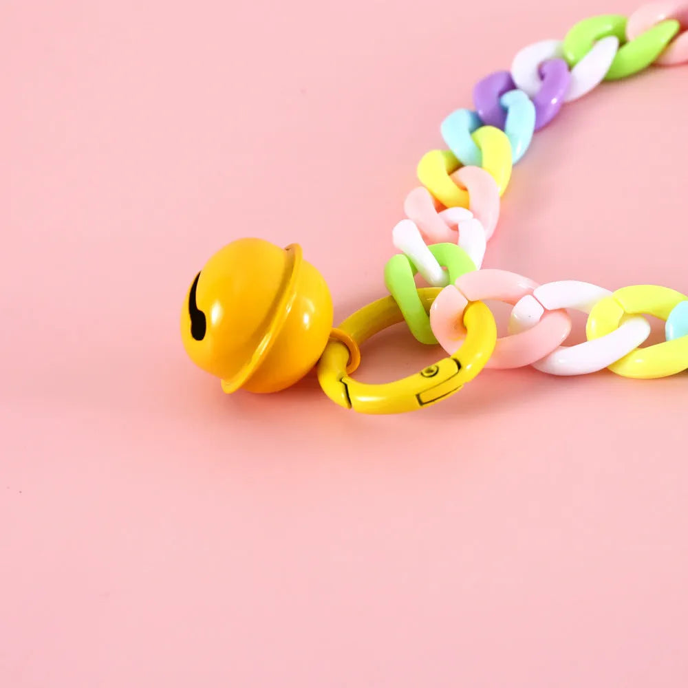 Adjustable plastic pet collar in macaron candy colours for cats, dogs, and rabbits.