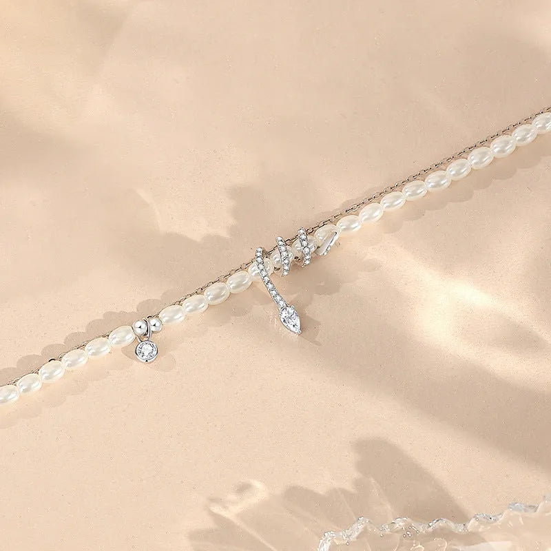 Women's snake motif beaded bracelet in 925 silver with gold or white gold colour finish.