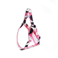 Polyester dog leash collar three-piece set in pink white with hand held rope