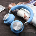 Wireless Bluetooth headset in black with over-ear head-mounted design and fashion simple style