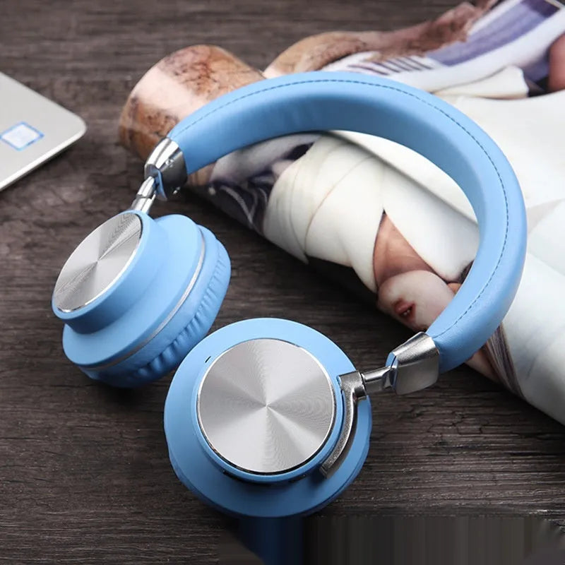 Wireless Bluetooth headset in black with over-ear head-mounted design and fashion simple style
