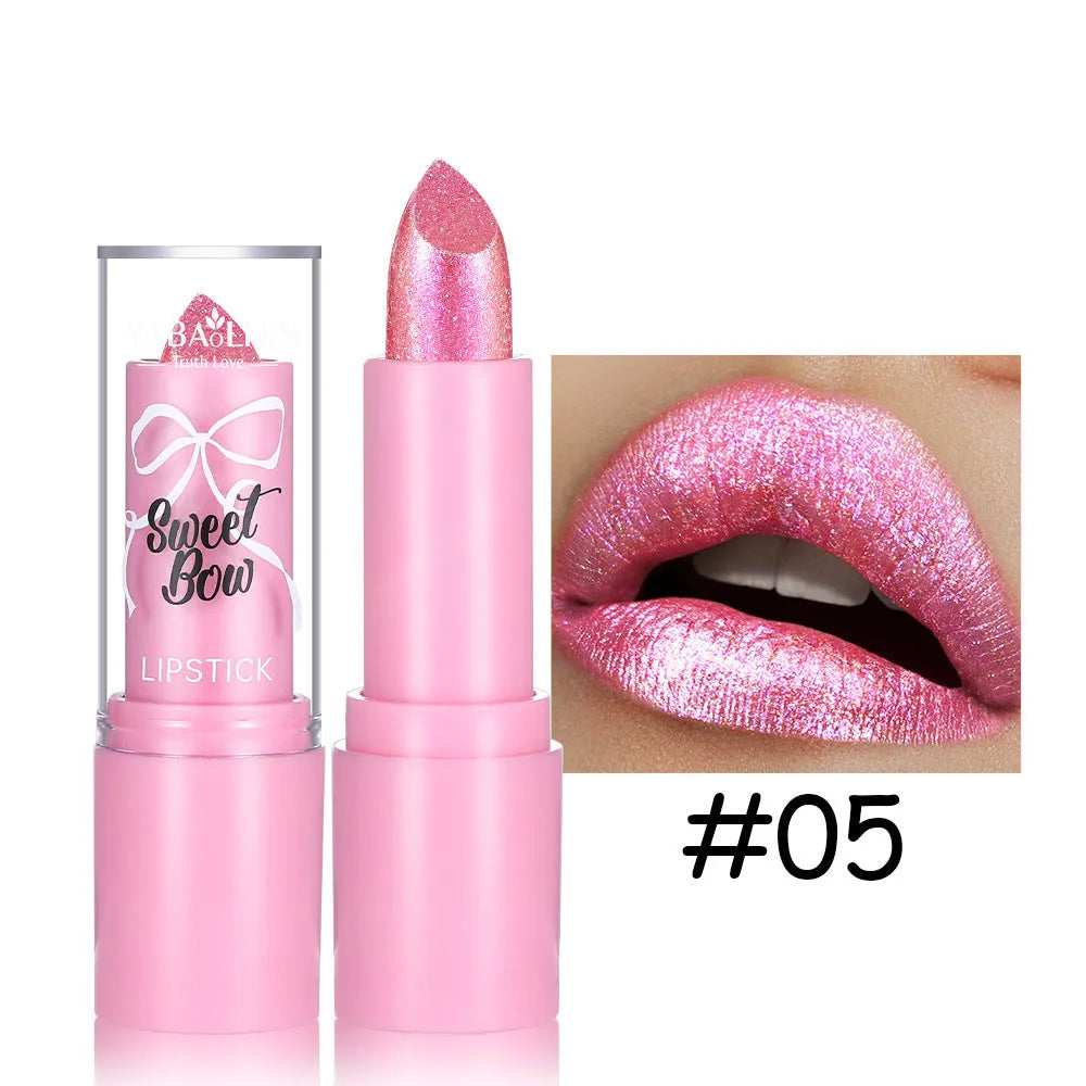 XINGX Diamond Lipstick with sweetheart bow design showing six colour options