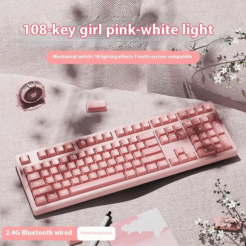 Wireless Bluetooth mechanical keyboard in various colours with 87-key and 108-key layout options
