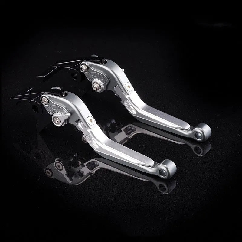 Motorcycle horn handle brake lever retrofitting kit showing adjustable mechanism and colour options