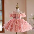 Girls' pink polyester pettiskirt princess dress with full layered skirt suitable for heights up to 150cm