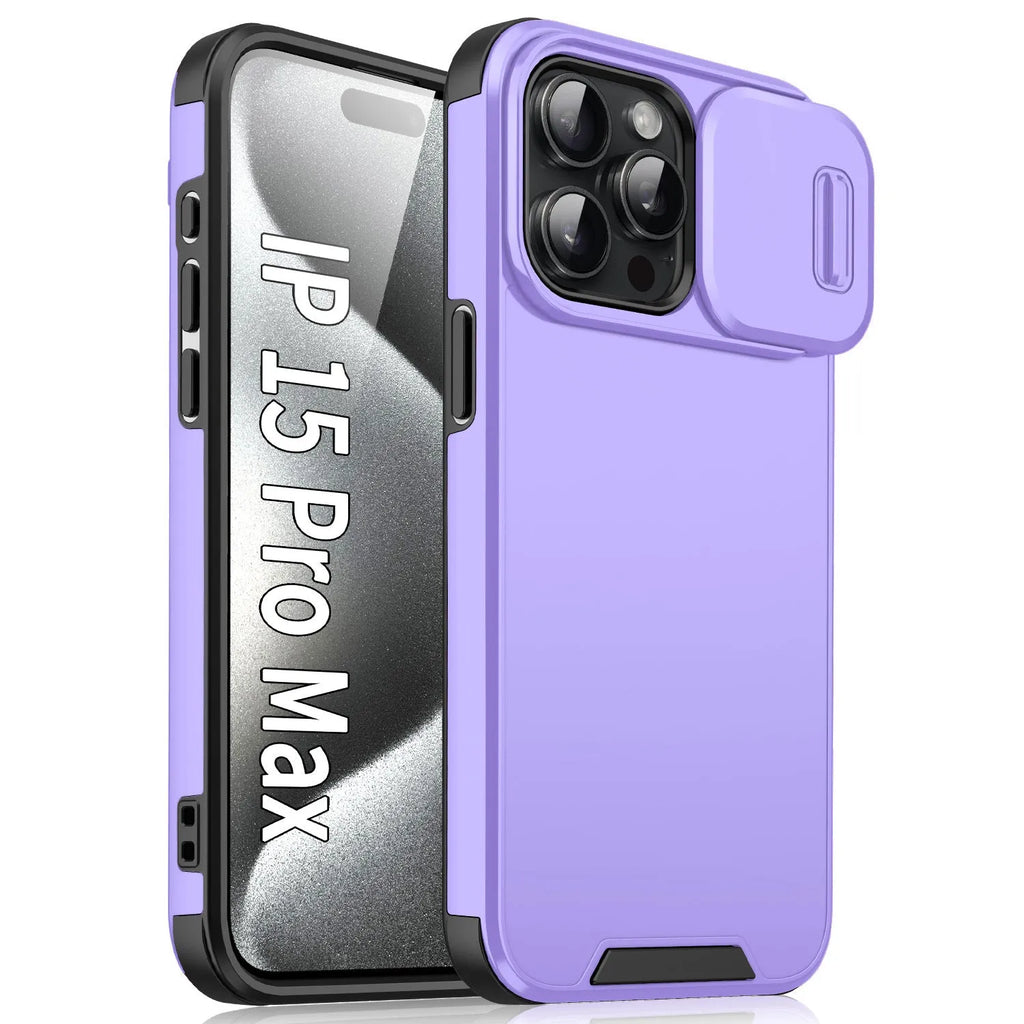 Frosted TPU PC sliding window phone case in black, compatible with iPhone 14 Pro Max