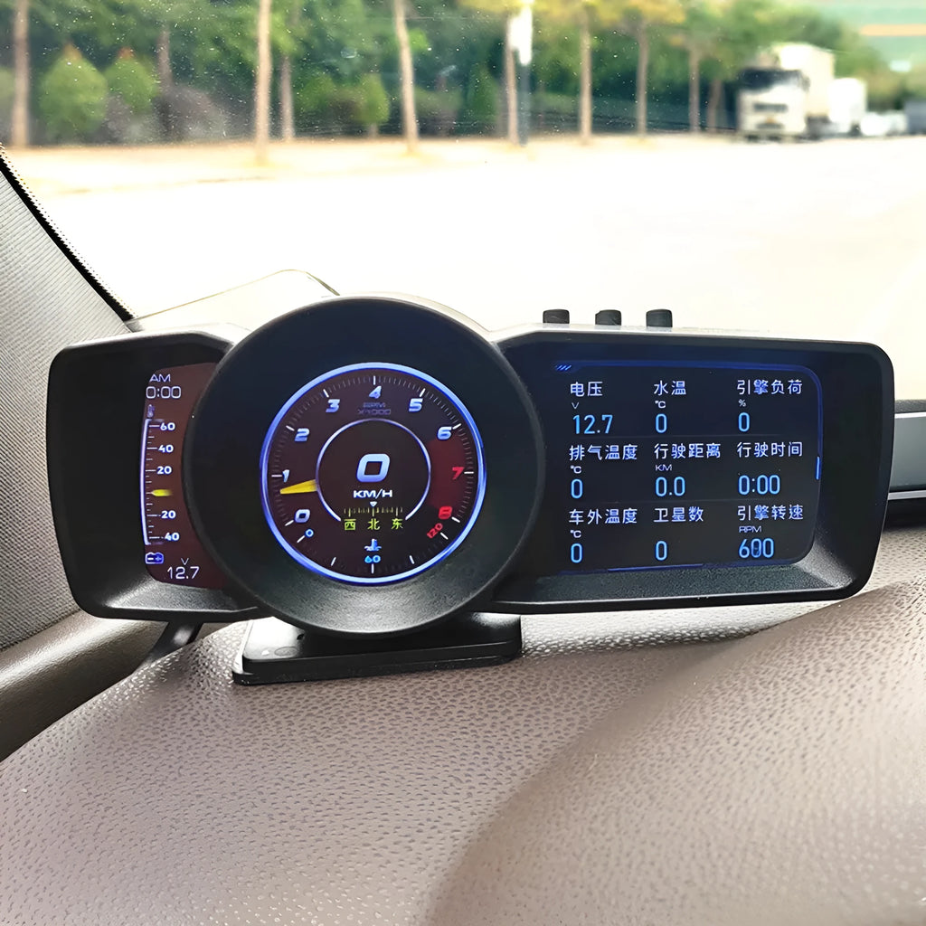 A600 OBDII monitor driving computer with TFT screen showing vehicle diagnostics display
