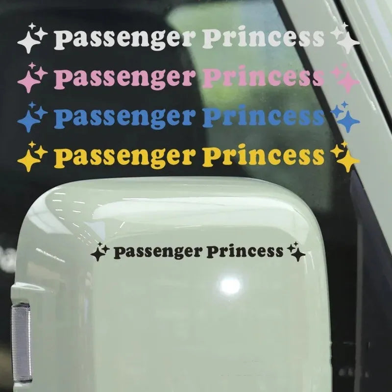 Passenger princess decorative car rearview mirror sticker in multiple colours, size 12.5cm.