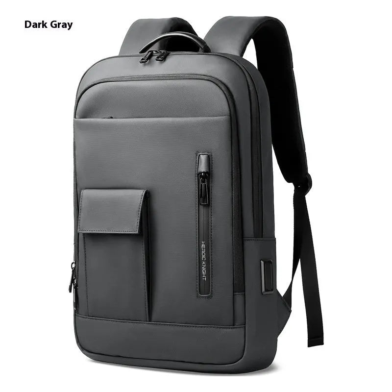 Lightweight Oxford cloth men's backpack in a solid colour with visible sewing lines.
