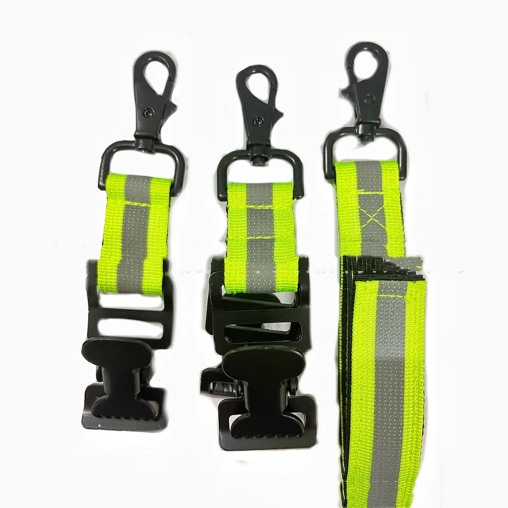 Fluorescent green fireman glove safety clamp with metal buckle and reflective lining