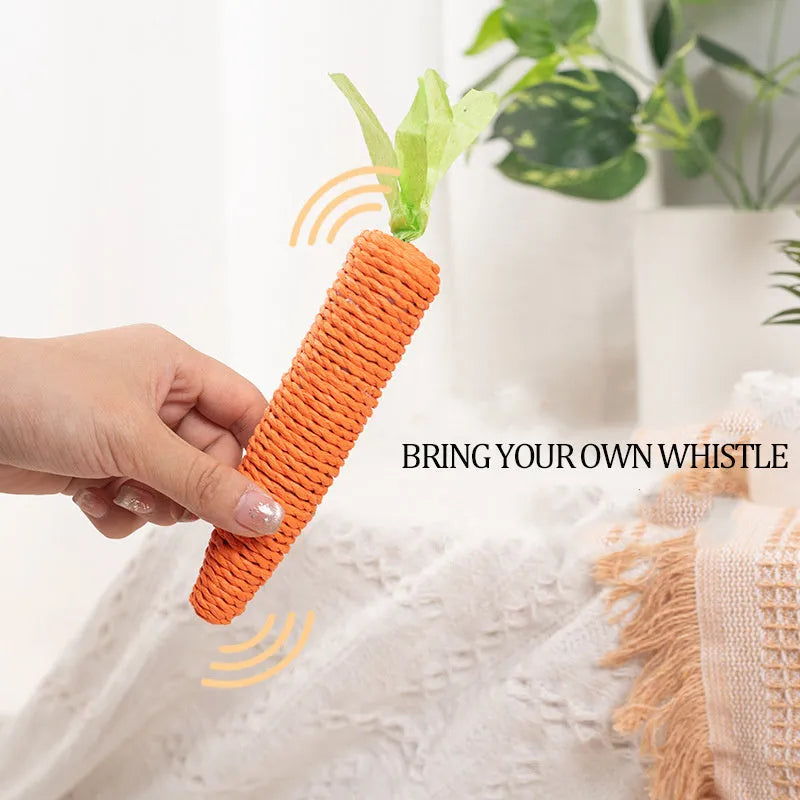 Interactive cat toys set with carrot-shaped paper toys, ringing stones, cat sticks, and dental grinding sticks