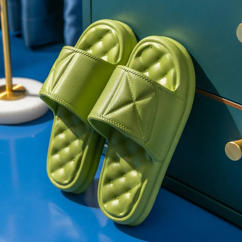 Non-slip bathroom slippers with thick EVA sole in multiple colours