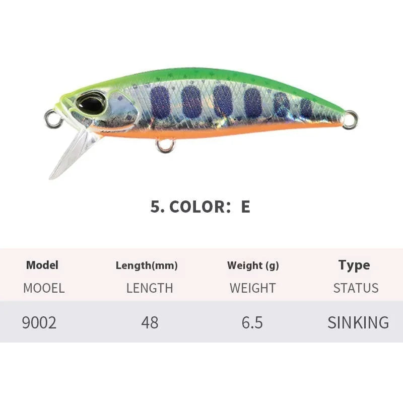48mm Japanese mino fishing lure for mandarin fish and snakehead in multiple colours