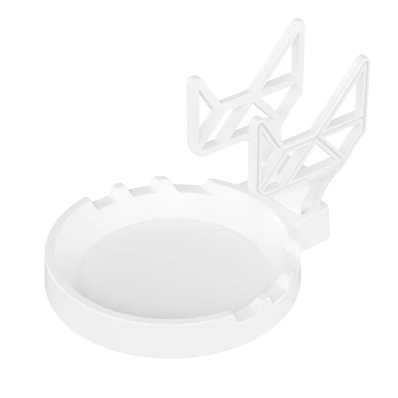Universal non-perforated game handle wall hanging rack in black, white, or pink colour for organising controllers and headsets