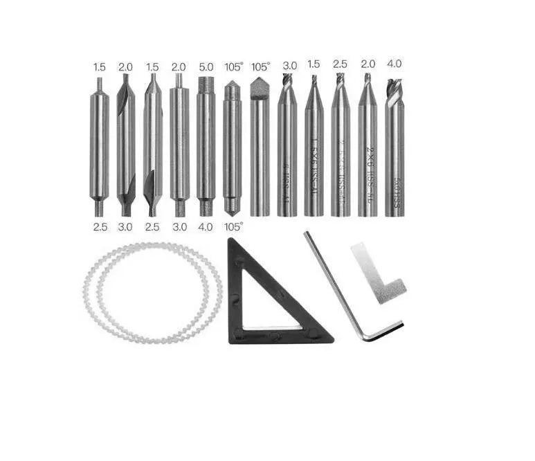Vertical key machine accessories 17 piece full set with drill guide pin and sink milling cutter
