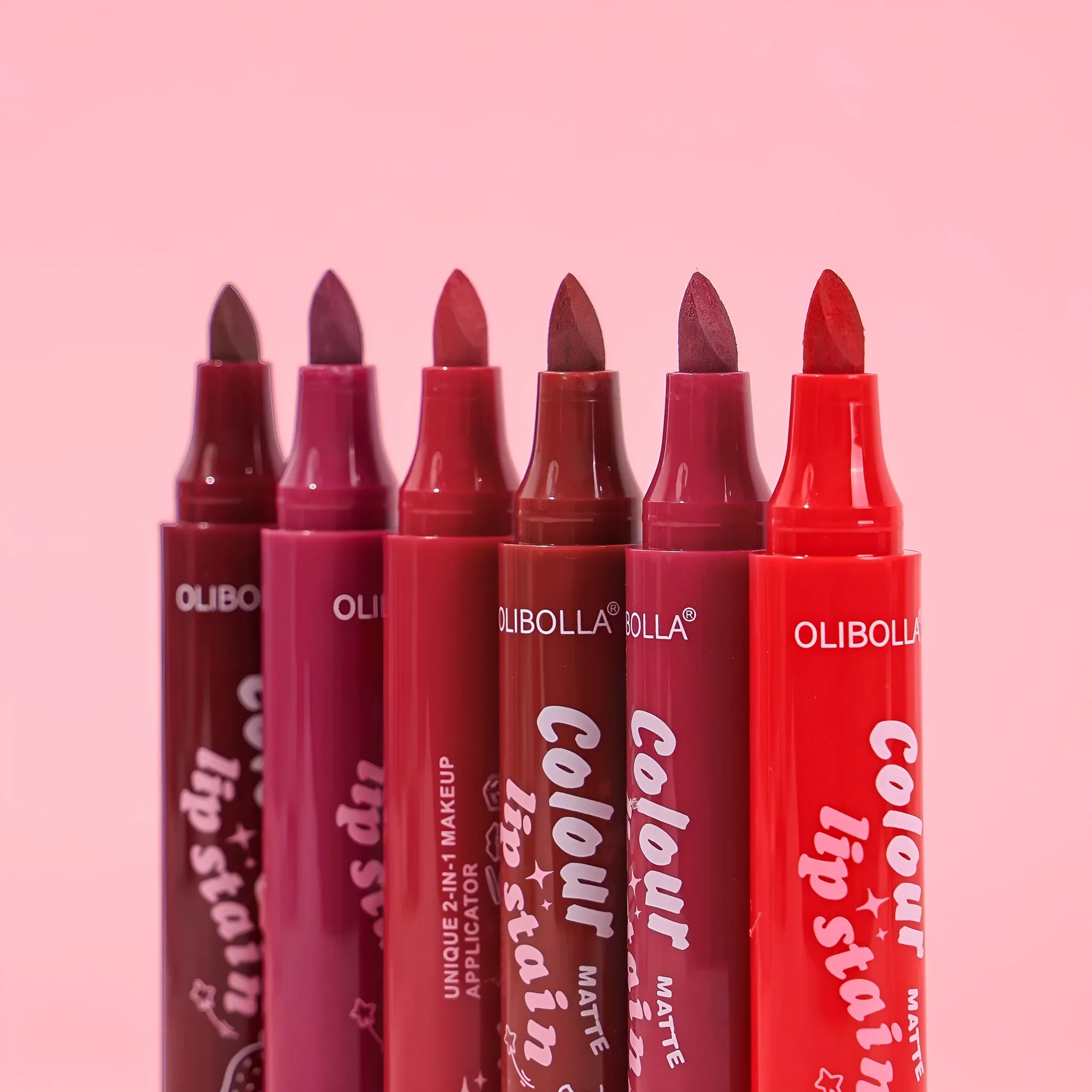 Olibolla matte six-color lip gloss lip liner in six shades, long lasting fade resistant, universal skin type