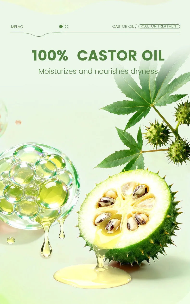 Castor oil roll-on 10ml portable hair growth serum with roll-on applicator for scalp nourishment